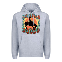 Heather Grey American rodeo Premium Hoodie - FaDigitalArtStudio