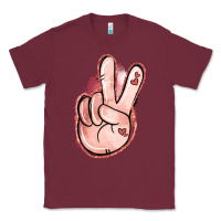 Burgundy Floral Argyle Peace Sign Classic Tee - Jasminsmagicworld