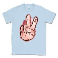 Dusty Blue Floral Argyle Peace Sign Classic Tee - Jasminsmagicworld