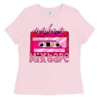 Bubblegum Pink make a mixtape cassette Ladies Tee - NancyCooperArtShop