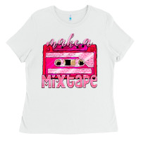 White make a mixtape cassette Ladies Tee - NancyCooperArtShop