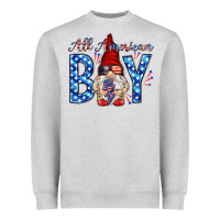 Heather Grey All American boy with gnome Heavyweight Sweatshirt - HowdyJamesFarm