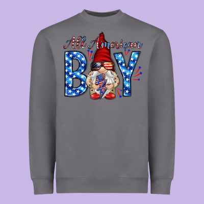 All American Boy With Gnome Heavyweight Sweatshirt Designed By Howdyjamesfarm