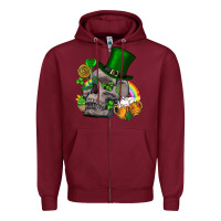 Burgundy St Patrick's Day boho skull Zipper Hoodie - FaDigitalArtStudio