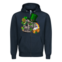 Navy St Patrick's Day boho skull Zipper Hoodie - FaDigitalArtStudio
