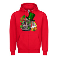 Red St Patrick's Day boho skull Zipper Hoodie - FaDigitalArtStudio