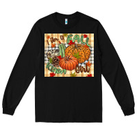 Black I am a Fall kinda girl pumpkin Fall Long Sleeve Tee - NancyCooperArtShop