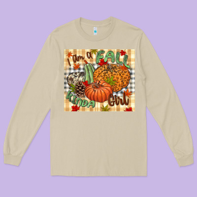 I Am A Fall Kinda Girl Pumpkin Fall Long Sleeve Tee Designed By Nancycooperartshop