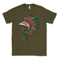 Army Green american flag indian headdress Classic Tee - BarkalooDesign