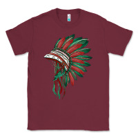 Burgundy american flag indian headdress Classic Tee - BarkalooDesign