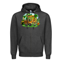 Charcoal Heather truck saint patrick's day Zipper Hoodie - FaDigitalArtStudio