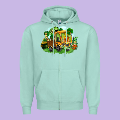 Truck Saint Patrick's Day Zipper Hoodie Designed By Fadigitalartstudio