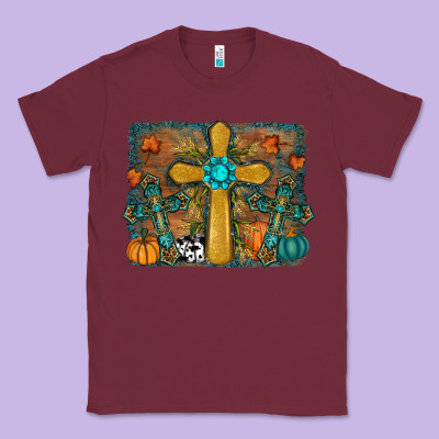 Fall Gemstone Cross Classic Tee Designed By Ranaportraitstore
