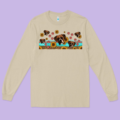 Western Boxer Dogs Long Sleeve Tee Designed By Jasminsmagicworld
