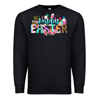 Black Happy Easter Bunny Premium Sweatshirt - CowhideDigitalArt