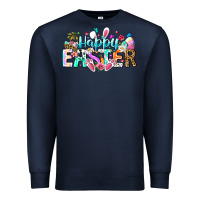 Navy Happy Easter Bunny Premium Sweatshirt - CowhideDigitalArt