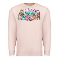 Pale Pink Happy Easter Bunny Premium Sweatshirt - CowhideDigitalArt