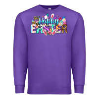 Purple Happy Easter Bunny Premium Sweatshirt - CowhideDigitalArt
