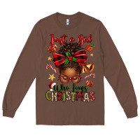 Chestnut just a girl who loves christmas afro messy bun Long Sleeve Tee - texasbilliewilder
