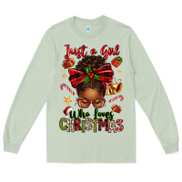 Matcha just a girl who loves christmas afro messy bun Long Sleeve Tee - texasbilliewilder