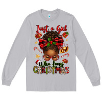 Moon Dust just a girl who loves christmas afro messy bun Long Sleeve Tee - texasbilliewilder