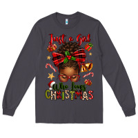 Smoke just a girl who loves christmas afro messy bun Long Sleeve Tee - texasbilliewilder