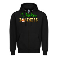 Black whiskey business St. Patricks Day Zipper Hoodie - FaDigitalArtStudio