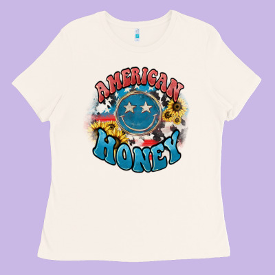 American Honey Smiley Ladies Tee Designed By Nancycooperartshop