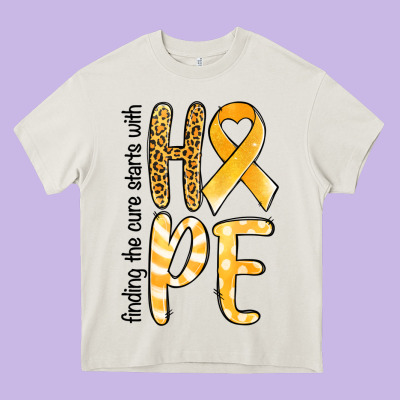 Finding The Cure Starts With Hope Childhood Cancer Heavy Core Tee Designed By Nancycooperartshop