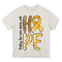 Cream Finding the cure starts with hope Childhood Cancer Heavy Core Tee - NancyCooperArtShop