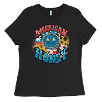 Black American honey smiley Ladies Tee - NancyCooperArtShop