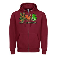 Burgundy peace love shamrock Zipper Hoodie - FaDigitalArtStudio