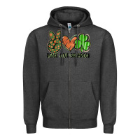 Charcoal Heather peace love shamrock Zipper Hoodie - FaDigitalArtStudio