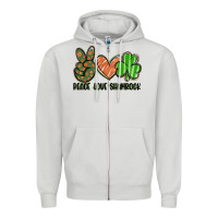 Dove Grey peace love shamrock Zipper Hoodie - FaDigitalArtStudio