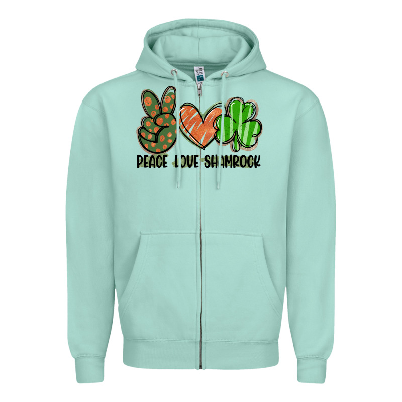Peace Love Shamrock Zipper Hoodie by FaDigitalArtStudio | Teevron