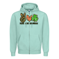 Seafoam peace love shamrock Zipper Hoodie - FaDigitalArtStudio