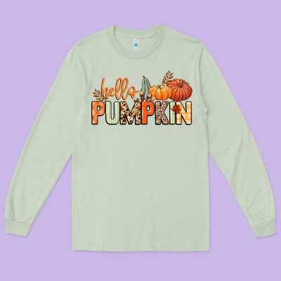 Hello Pumpkin Long Sleeve Tee Designed By Nancycooperartshop