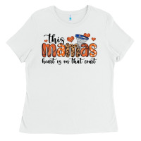 White this mamas heart is on that court Ladies Tee - MaliasSmallBusiness