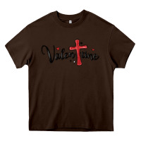 Chocolate Brown valentine cross glitter Heavy Core Tee - MaliasSmallBusiness