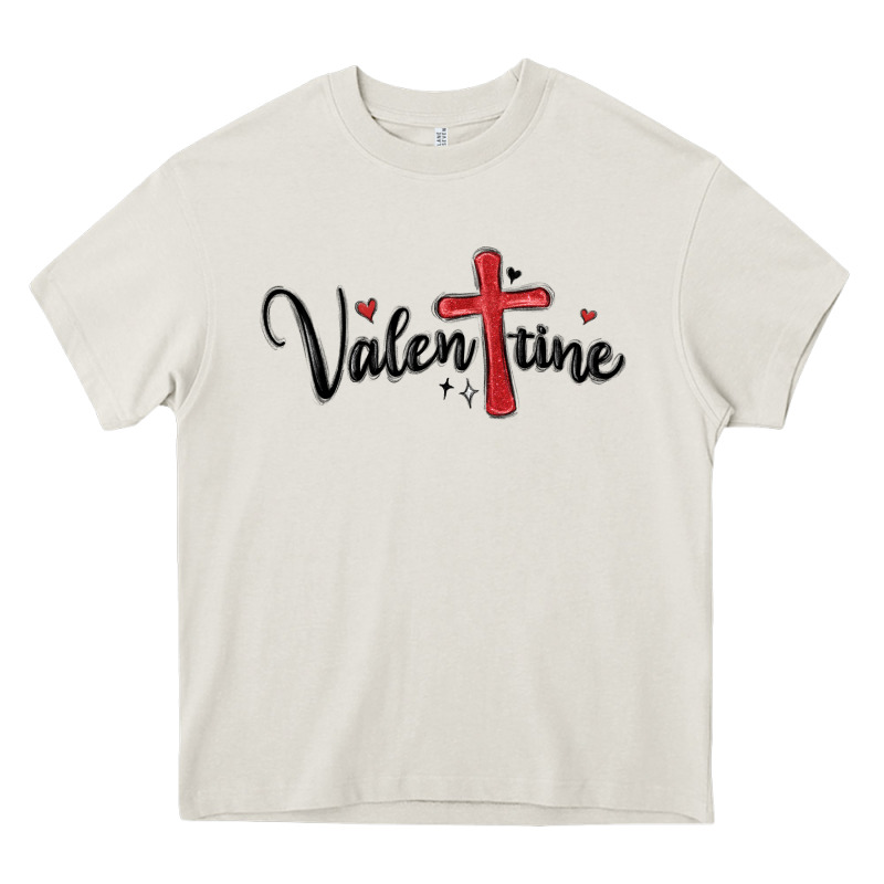 Valentine Cross Glitter Heavy Core Tee by MaliasSmallBusiness | Teevron