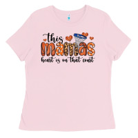 Bubblegum Pink this mamas heart is on that court Ladies Tee - MaliasSmallBusiness