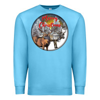 Ocean Blue mule buck deer christmas Premium Sweatshirt - LillyAllenDesigns
