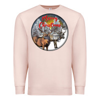 Pale Pink mule buck deer christmas Premium Sweatshirt - LillyAllenDesigns