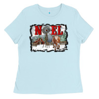 Baby Blue noel with windmill and farm Ladies Tee - RanaPortraitStore
