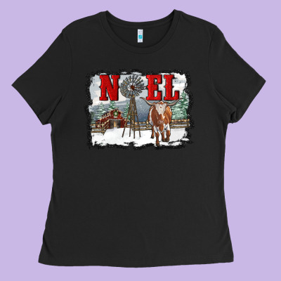 Noel With Windmill And Farm Ladies Tee Designed By Ranaportraitstore