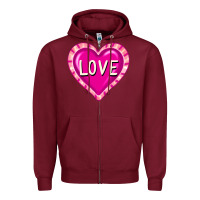 Burgundy valentine's day hearts Zipper Hoodie - FaDigitalArtStudio
