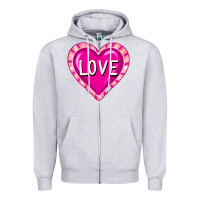 Heather Grey valentine's day hearts Zipper Hoodie - FaDigitalArtStudio