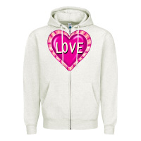 Oatmeal Heather valentine's day hearts Zipper Hoodie - FaDigitalArtStudio