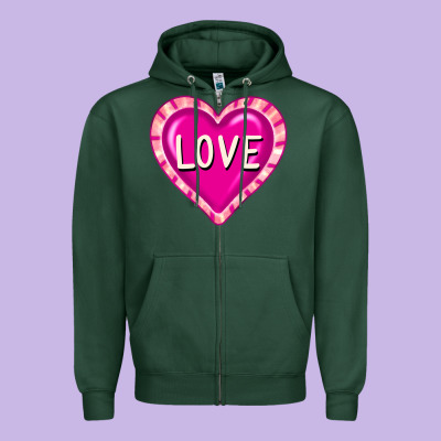 Valentine's Day Hearts Zipper Hoodie Designed By Fadigitalartstudio