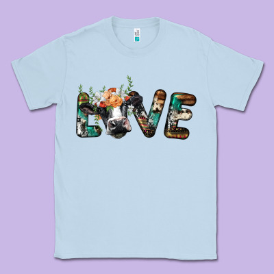 Love With Holstein Cow Classic Tee Designed By Barkaloodesign